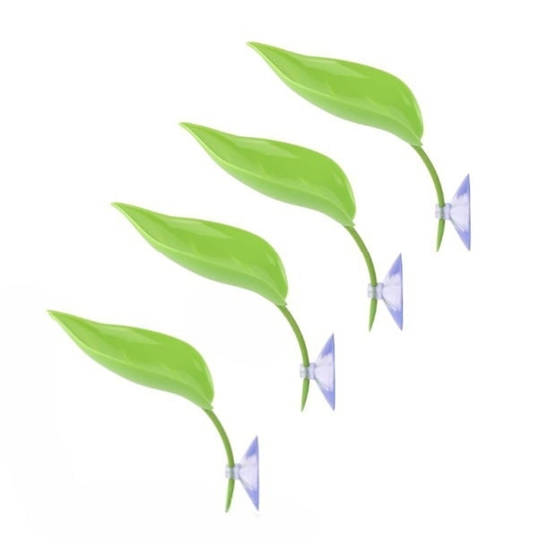 4 Pack Leaf Decorations with Suction Cups, Frog Habitat Platform, Reptile Decorations for Terrarium, Tank Terrarium Accessories for African Dwarf, Toad