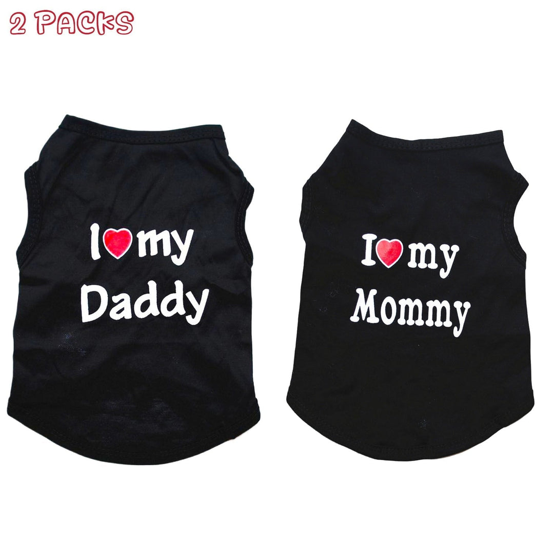 2 Pack Dog Shirt for Small Dog Boy Girl Puppy Clothes Love Mommy I Love My Daddy Summer Shirt Soft Breathable Male Female Pet Outfits