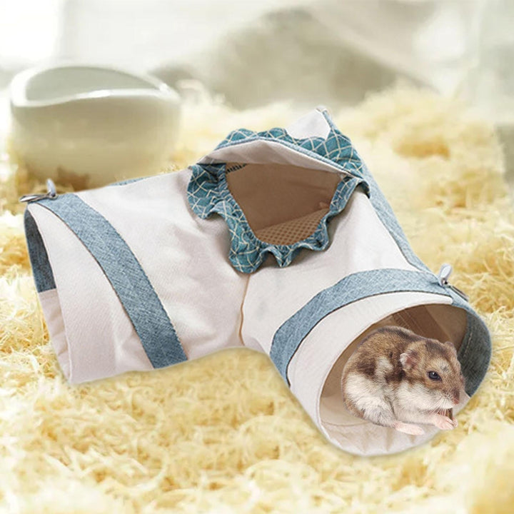 TOOYFUL Guinea Pig Tunnel Cave Self Entertainment Portable Corner Tunnel Hamster Hideout Toy for Chinchilla Small Animals Ferret Mice L
