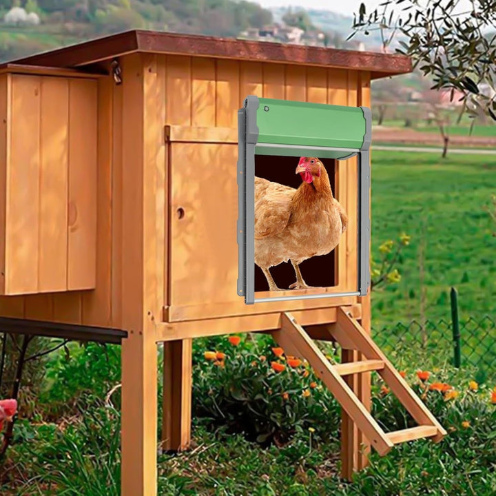 Automatic Chicken Coop Door Solar Powered, Auto Chicken Door Opener with Timer & Light Sensor, Aluminum Alloy Chicken Door with Remote Control & 4 Modes, Intelligent Obstacle Sensors, IP67