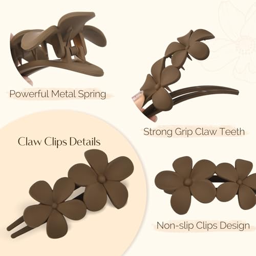 Yanibest 5 Pcs Flat Hair Clips - Stylish Lay Flat Claw Clips for All Hair Types,Multi-Styles Matte Non-slip Hair Clips for Women Girls Wedding Prom Party Hair Decorations