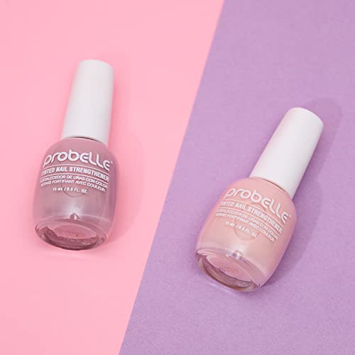 Probelle Tinted Nail Strengthener, Colored Nail Strengthening Treatment, Nail Growth and Repair, Stops Peeling, Splits, Chips, Cracks, and Strengthens Nails (0.5 Fl Oz (Pack of 1), Pastel Purple)
