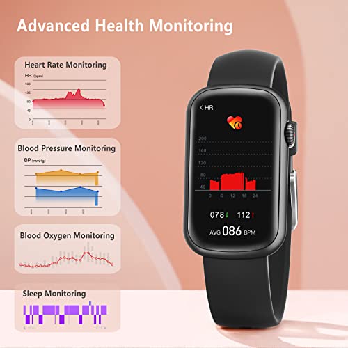 FITVII Slim Fitness Tracker with Blood Oxygen, Blood Pressure, 24/7 Heart Rate and Sleep Tracking, IP68 Waterproof Activity Trackers and Smart Watches with Step Tracker, Pedometer for Women