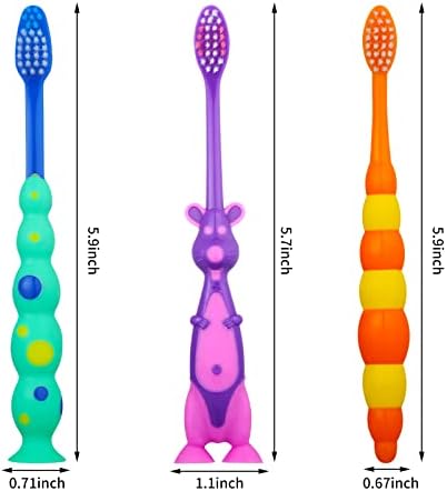 Toddler Toothbrush Pack - 24 Pieces, Soft Bristle Animal Toothbrushes with Covers, Suction Cup, Sensitive Teeth