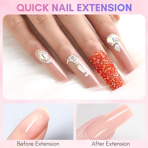 Makartt Poly Nail Gel Set Clear Nude Pink 2PCs 50ML Gel Builder for Extension Natural-Looking Nail Strengthener 3D Diy Hard Gel Manicures Home Salon
