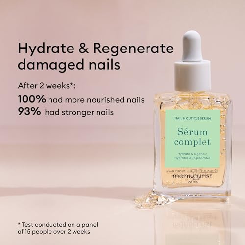 Manucurist Healthy Glow Duo - Active Glow Raspberry (Pink) Repairing Nail Polish Care & Complete Nail & Cuticle Serum - 2 in 1 Nail Strengthener Polish - Plant-Based Formula - Beauty Gift for Women