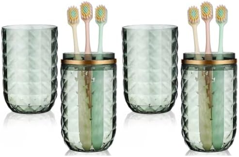 2PCS Travel Toothbrush Case Portable Toothbrush Holder Cup Storage Container for Home Bathroom Trip School - Green (Green) (2)