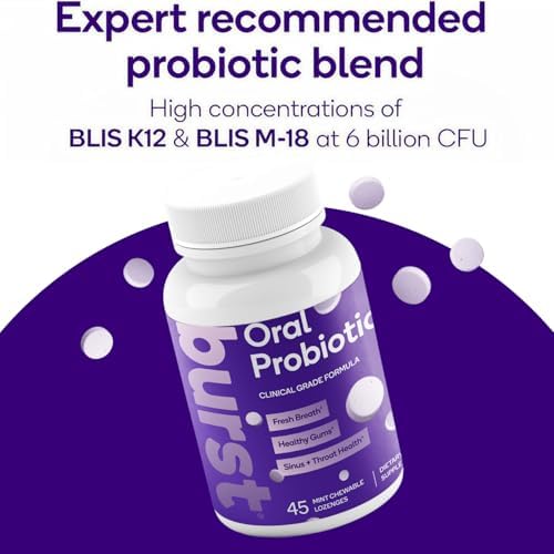 Burst Dental Probiotics (45 Count) | Healthy Oral Cavity, Bad Breath, Immune System & Sinus Support | Promotes Upper Respiratory Health and Beneficial Bacteria | Blis K12 & M18 | Packaging May Vary
