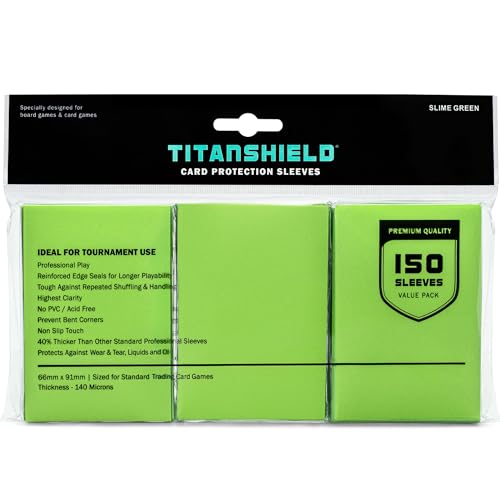 TitanShield (150 Sleeves/Slime Green) Standard Size Board Game Trading Card Sleeves Deck Protector for MTG, Dropmix
