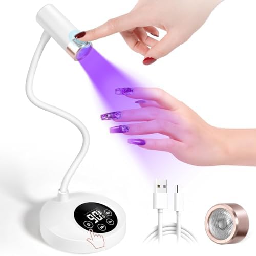 AORAEM UV LED Nail Lamp, Rechargeable Gooseneck Lamp for Gel x Nails 12W Quick Dry LED Nail Light Nail Dryer with 4 Timers & Auto Sensor, Professional Flash Cure Light for Gel Nails Home DIY White