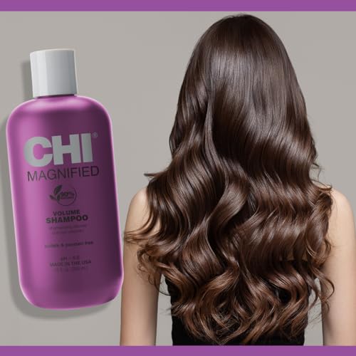 CHI Magnified Volume Shampoo, Boosts Volume & Body & Builds Strength & Shine, Great For Fine Hair, Sulfate, Paraben, & Cruelty-Free, 12 Oz