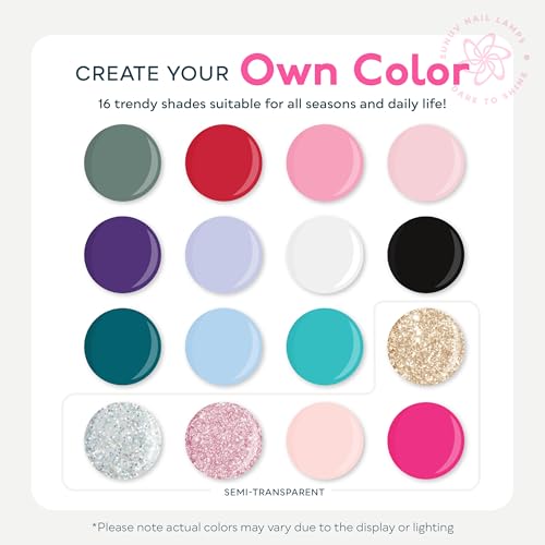 SUNUV Hema Free 16 Color Gel Nail Polish Kit with Base Top Coat,White Black Pink Nude Silver Glitters Gel Polish Set, Manicure Set Salon DIY Home Gift