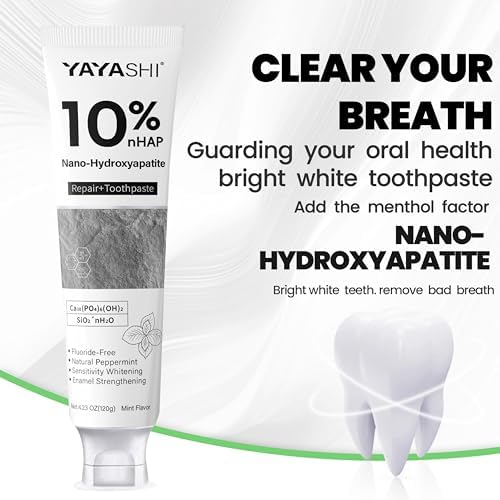 Nano-Hydroxyapatite Toothpaste – 10%-Hydroxyapatite -Appropriate for Sensitive Teeth, Whitening | Fluoride-Free, Mint Flavor, for Adult, Kids Oral Care