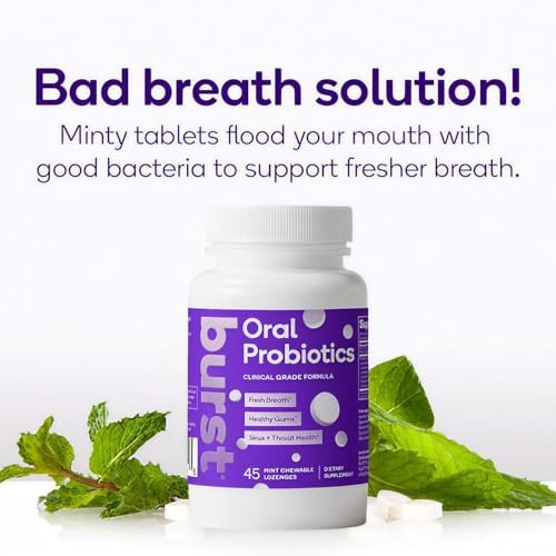 Burst Dental Probiotics (45 Count) | Healthy Oral Cavity, Bad Breath, Immune System & Sinus Support | Promotes Upper Respiratory Health and Beneficial Bacteria | Blis K12 & M18 | Packaging May Vary
