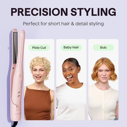 Wavytalk 0.65" Pencil Flat Iron, Cool Curl Pencil, Small Airflow Styler and Straightener for Short Hair, Pixie Cut and Edges, Curling Iron for Short Hair with 360º Cool Airflow for Long-Lasting Hold