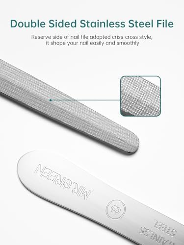 MR.GREEN Curved Nail File – Double-Sided Metal Nail File for Men & Women with Protective Travel Case, Ergonomic Anti-Slip Handle, Washable & Reusable, for Fingernails & Toenails