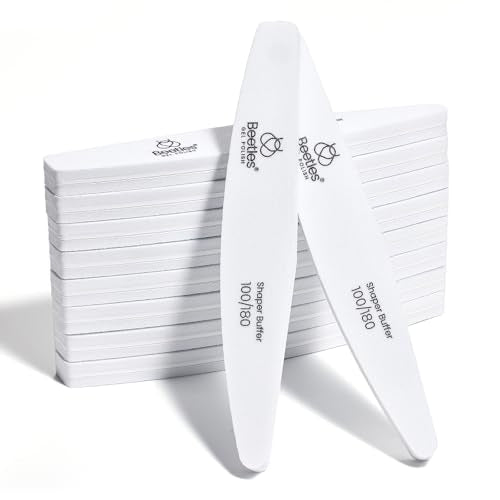 Beetles Nail File Nail Buffer, 10 pcs Sponge File and Buffers for Natural Nails, Double Sides Emery Boards for Nails, Nail Buffer and Shine Kit Nail Filer, 100/180 Grit Nail Files Fingernail Files