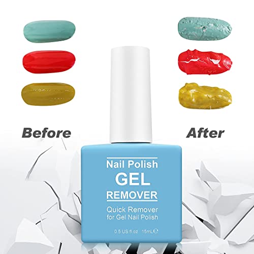 2Pcs Gel Nail Polish Remover, Nail Polish Remover for Gel Nails, Ultra-Powerful Professional, Soak-Off in 2-5 Minutes (1Pcs Cuticle Pusher, Nail Scraper & Scrub Stick)