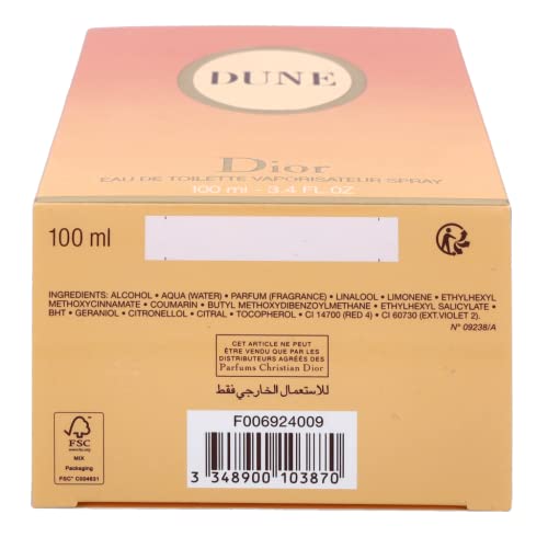 Dior Dune Eau De Toilette For Women, 3.4 Ounce