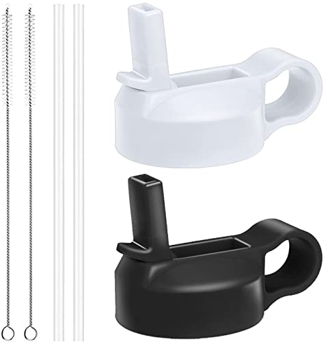 The Mass Wide Mouth Straw Lid Compatibility Most Sports Water Bottle (Black & White)