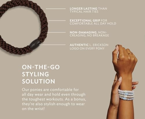Black Hair Ties for Thick Hair, Grab & Go Pony Tube, 15 Pack, Black Pack, Thick No-Crease Bands with Strong Hold, Damage-Free Design, Sleek Everyday Style | L. Erickson