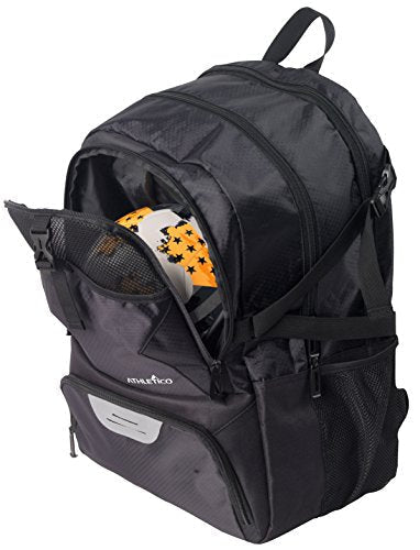 Athletico National Soccer Bag - Backpack for Soccer, Basketball & Football Includes Separate Cleat and Ball Holder (Black)