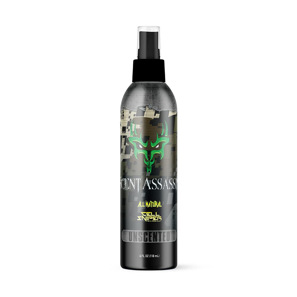 Scent Assassin Field Spray - Unscented, 4 fl oz - Hunting Scent Eliminator - Scent Blocker Spray for Hunting - Cover Scent for Deer Hunting - Hunting Scent Control - Scent Away for Hunting & Camping