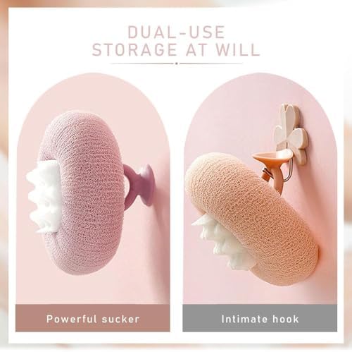 Super Soft Sunflower Suction Cup Bath Ball, 2025 New 2-in-1 Sunflower Bathing Ball with Finger Rings, Exfoliating Bath Sponge Cleaning Brush, Shower Loofah Sponge for Women & Men (Purple+Green)