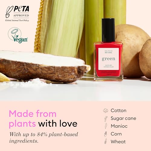 Manucurist Green Poppy Red - Red Nail Polish - 9-Free, Vegan and Plant-Based - Quick Dry Manicure - Non Toxic - Made in France - 0.5 fl oz