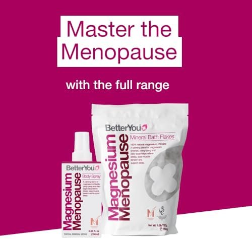 BetterYou Magnesium Menopause Bath Flakes - Magnesium Bath Soak and Menopause Support - Soothes Sore Muscles - Ylang Ylang and Clary Sage - 1.6 lb