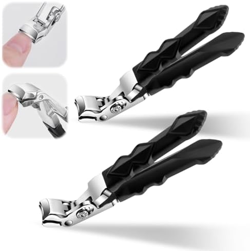 Clipmaster Pro Nail Clippers for Seniors, Clip Master Pro Toenail Clippers, Long Handled Ergonomic Curved Toenail Clippers for Seniors, Wide Jaw Thick Toenail Clipper Men Women, 2 PCS