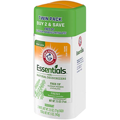 ARM & HAMMER Essentials Deodorant- Rosemary Lavender- Solid Oval- Twin Pack (Pack of 2/ 2.5oz)- Made with Natural Deodorizers- Free From Aluminum, Parabens & Phthalates