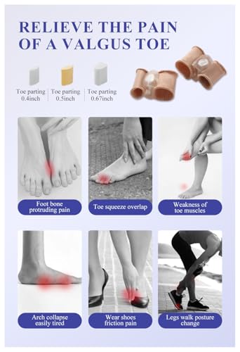 Adjustable Toe Separators For Women Men Big Toe, Bunion Corrector Spacers Relief Big Toe, Gel Straightener For Hammer Overlapping