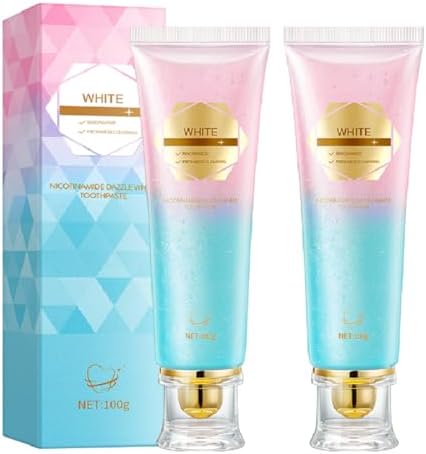 2Pcs Niacinamide Intensive Whitening Toothpaste,Acssart Radiant Whitening Toothpaste with Natural Gentle Care Deep Stain Removal Clean,Improves Gum Health,Fresh Breath