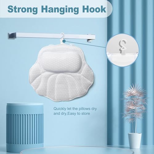 Bath Pillows for Tub, Tub Pillow for Bathtub for Head, Neck and Back Support, 4D Mesh Fabric Bath Tub Pillow, Ergonomic Bath Pillow Luxury Bathtub Pillow for Head and Neck, Spa Rest Accessories