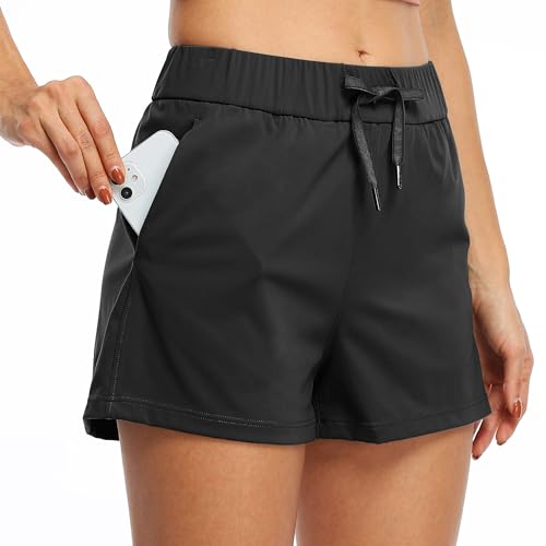 Willit Women's Shorts Hiking athletic Shorts Yoga Lounge Active Workout Running Shorts Comfy Casual with Pockets Graphite Blue S