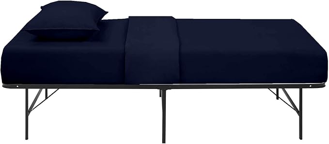 NON Sticky cotton 4 PC Cot Sheet Set 25x75, 100% Cotton Fitted Cot Sheet- Perfect for Narrow Twin/Rv Bunk/Camping , Sheets Cot Bunk Bed-Fits Upto 4-8'' Deep Mattress- Navy Blue Solid,(New_cotset_019)