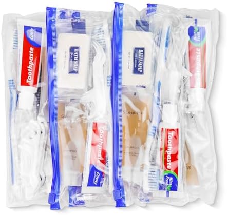 Pack of 25 Hygiene Kit, Hygiene Kit Bulk, Individually Packed, Travel Hygiene Kit with Toothbrush, Toothpaste, Comb, Shampoo, Soap and Floss Picks, Home, Suitable for Hotel, Camping, Travel