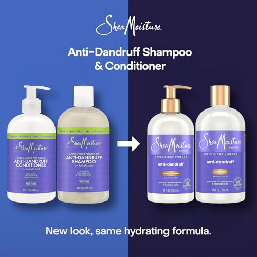 SheaMoisture Anti-Dandruff Shampoo & Conditioner – Apple Cider Vinegar, Shea Butter, 3% Salicylic Acid for Itchy Scalp Relief, 13 Oz Ea