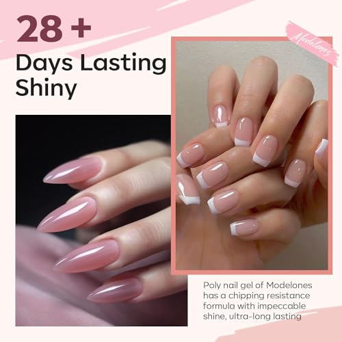 modelones Poly Gel Set 6 Colors Jelly Gel Milky White Sheer Pink Nude Translucent Nail Extension Kit DIY Art for Women