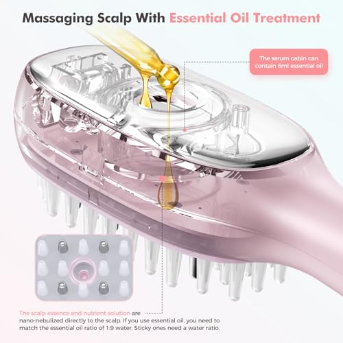 2025 New Upgraded Rechargeable 3-in-1 Scalp Massager Nano Mist Hair Oil Applicator Brush with Cooling Vibration & Hydrating Design | Effortless Detangling, Soothing Relaxation for All Hair Types