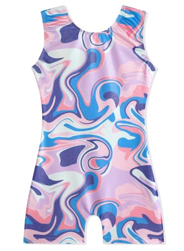 EQSJIU Leotard For Girls Dance Blue Swirl Purple Gymnastics Outfit Boys Gymnastics Clothing 8-9 Years