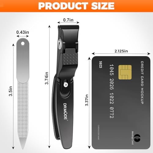 Straight Nail Clippers for Men, Ergonomic 18mm Large Toenail Clippers for Thick Nails for Seniors with Wide Jaw, Long Handled Nail Cutter Edgy Toe Nail Clipper for Adult with File, Gift for Men