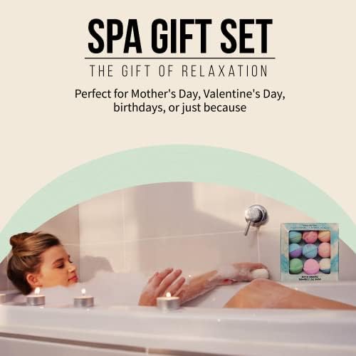Bath Bomb Set, Handmade, Non-Staining, Sulfate-Free, Natural Luxury Bath Fizzies, Aromatherapy Spa Gift Set, Assorted Scents, 9-Pack