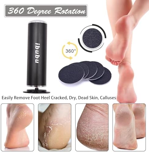 Electric Feet Callus Remover Professional Powerful Foot File Pedicure Grinder Sanders with 60PCS Replacement Sandpaper Discs Heel Scraper for Dead Dry Crack Skin Calluses Speed Adjustable Black