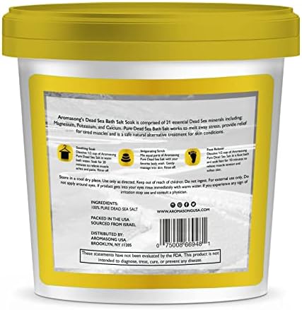 Aromasong Dead Sea Salts for Soaking - 5 Lb. Fine Grain Bath Salt Soak in Bucket