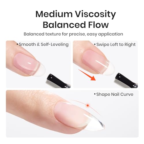 Beetles Builder Gel for Nails, 6 Colors 7 in 1 Builder Nail Gel Set, Jelly Clear Pink Nude Builder for Nail Apex Nail Thickening Extension Strengthen Weak Nails UV Gel Beauty Gift Sets for Women