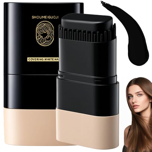 2-in-1 Hair Color Stick & Comb - Waterproof, Sweat-Proof Instant Root Touch Up for Gray Hair - Safe for Women & Men (black)