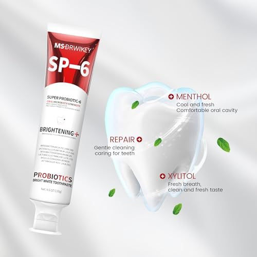 SP-6 Whitening Toothpaste 2-Pack & 7-Pro Whitening Toothpaste, 6 Probiotics, Enamel Safe, Fluoride-Free and Gum Health