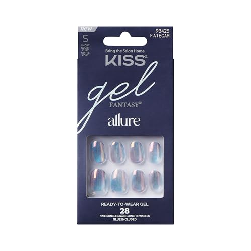 KISS Gel Fantasy, Press-On Nails, Nail glue included, 'Change Chance', Silver, Short Size, Oval Shape, Includes 28 Nails, 2g glue, 1 Manicure Stick, 1 Mini File